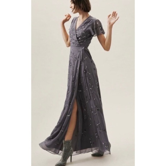 BHLDN Dresses & Skirts - NWOT Anthropologie BHLDN Hydrangea Plymouth Wrap Dress, size 6